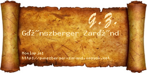 Günszberger Zaránd névjegykártya